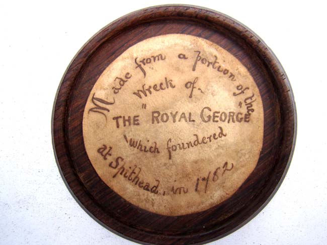 An historic tobacco box made circa 1840 from wood salvaged from the 1782 wreck of the Royal George